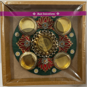 Decorative Thali With 5 Diya Holders