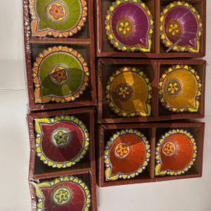 Painted Clay Diya Large 2 Pack