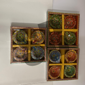 Painted Clay Diya Medium  4 Pack