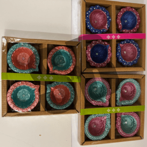 Painted Clay Diya Small  4 Pack