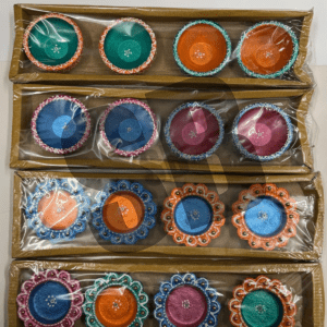 Painted Round Diya  4 Pack