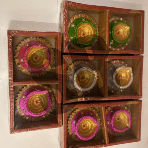 Painted Stone Diyas With Plate