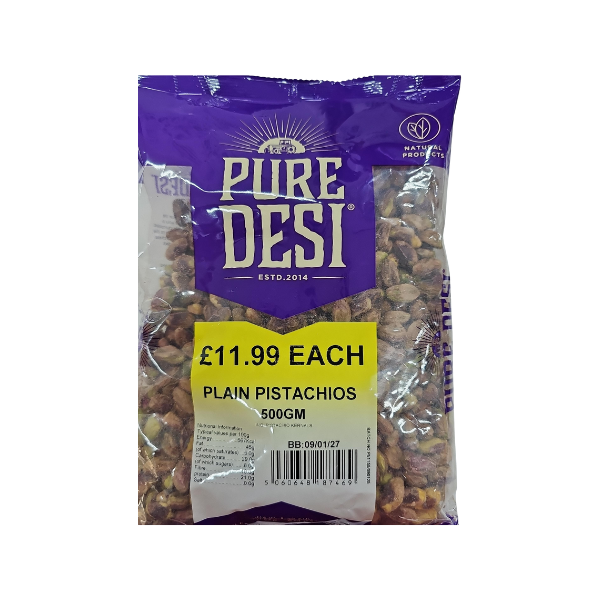 Pure Desi - Plain Pistachios - 500gm