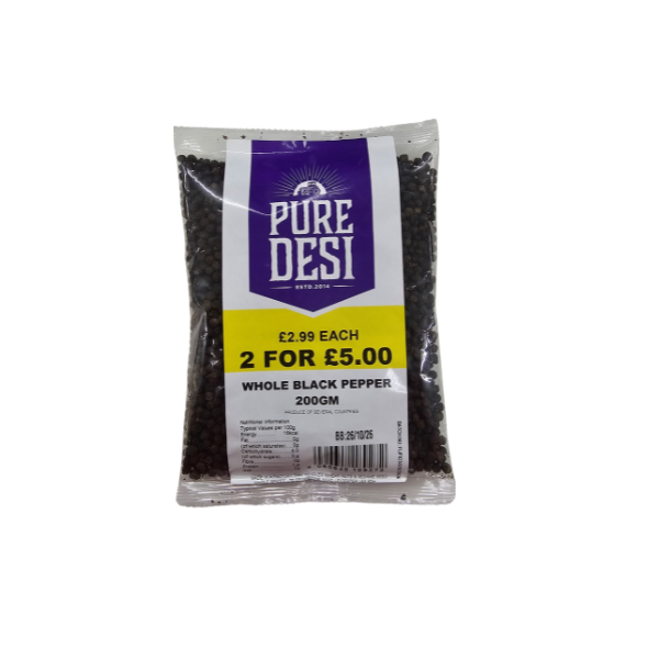 Pure Desi - Whole Black Pepper - 200gm