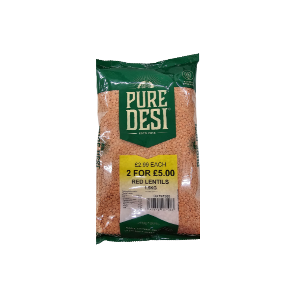 Pure Desi - Red Lentils - 1.5Kg